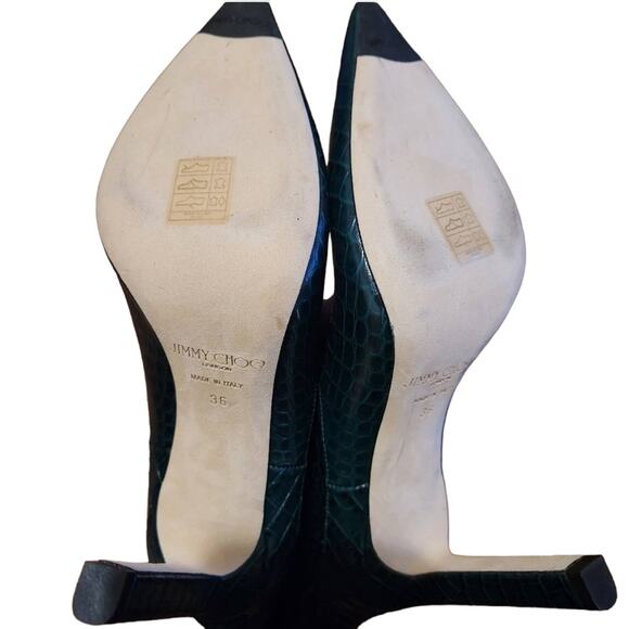 Jimmy Choo Mavis 100 Boots Green Croc Embossed Leather boots size 6 - Picture 8 of 10
